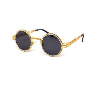 Men Women Sunglasses Dark Black‎ Lens Fashion Rapper New Style Rhine Stone New